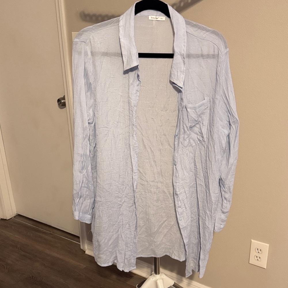 Light Blue Longline Women’s Swim Coverup Shirt by Splendid